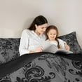 thumbnail image 5 of Manfei Damask Queen Comforter Set,Gothic Flower Bedding Sets,Gray Dragon Dreamcatcher Bedding Comforter Set,Breathable Bedroom Decorative Reversible,3pcs, 5 of 8