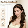 thumbnail image 2 of U Shape Fashion Tooth Hair Comb Headband, Wavy Hair Band High Cranium Head Bands, Reversible Korean Headbands for Women Girls (Black-2pcs, standard), 2 of 7