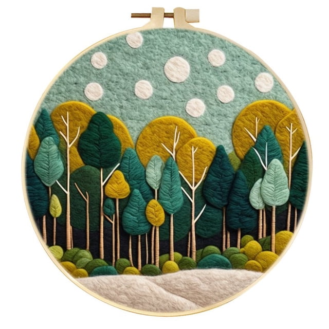 MesaSe Green Potted Needle Felting Set Beginner Felt Painting Set with Decorative Frame Suitable for Home Decoration Christmas Gift