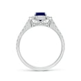 thumbnail image 2 of Angara Natural 1 Ct. Blue Sapphire with Diamond Halo Ring in 14K White Gold for Women (Ring Size: 3), 2 of 10