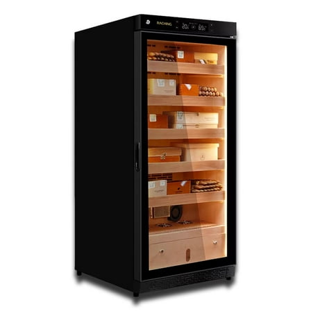 Raching C230A Climate Control Black Wood 900-Cigar Electric Humidor - Canada Cedar Shelving