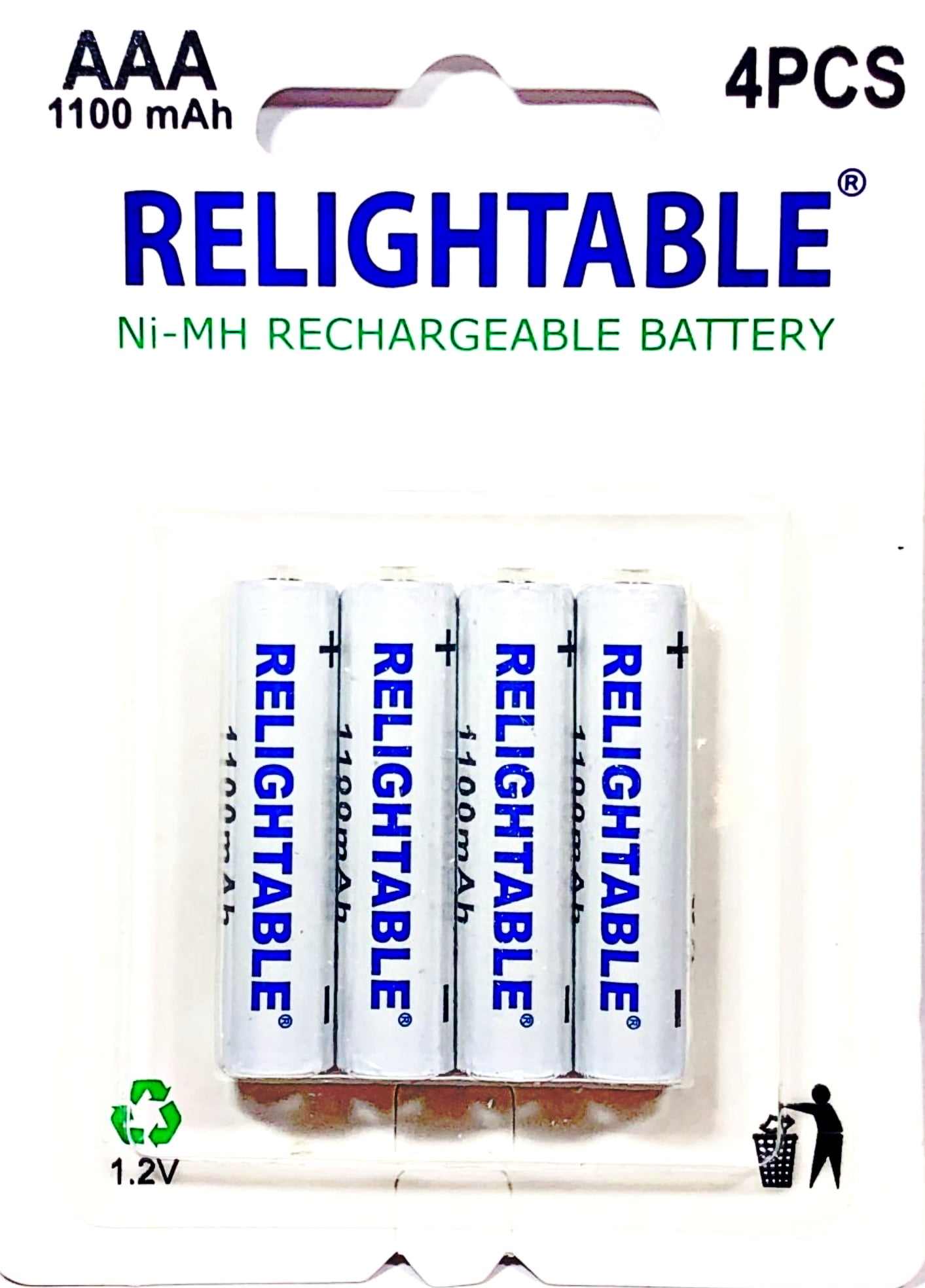 RELIGHTABLE 4-Pack AAA 1100mAh Ni-MH 1.2V Rechargeable Batteries Ready2Use Battery Y4
