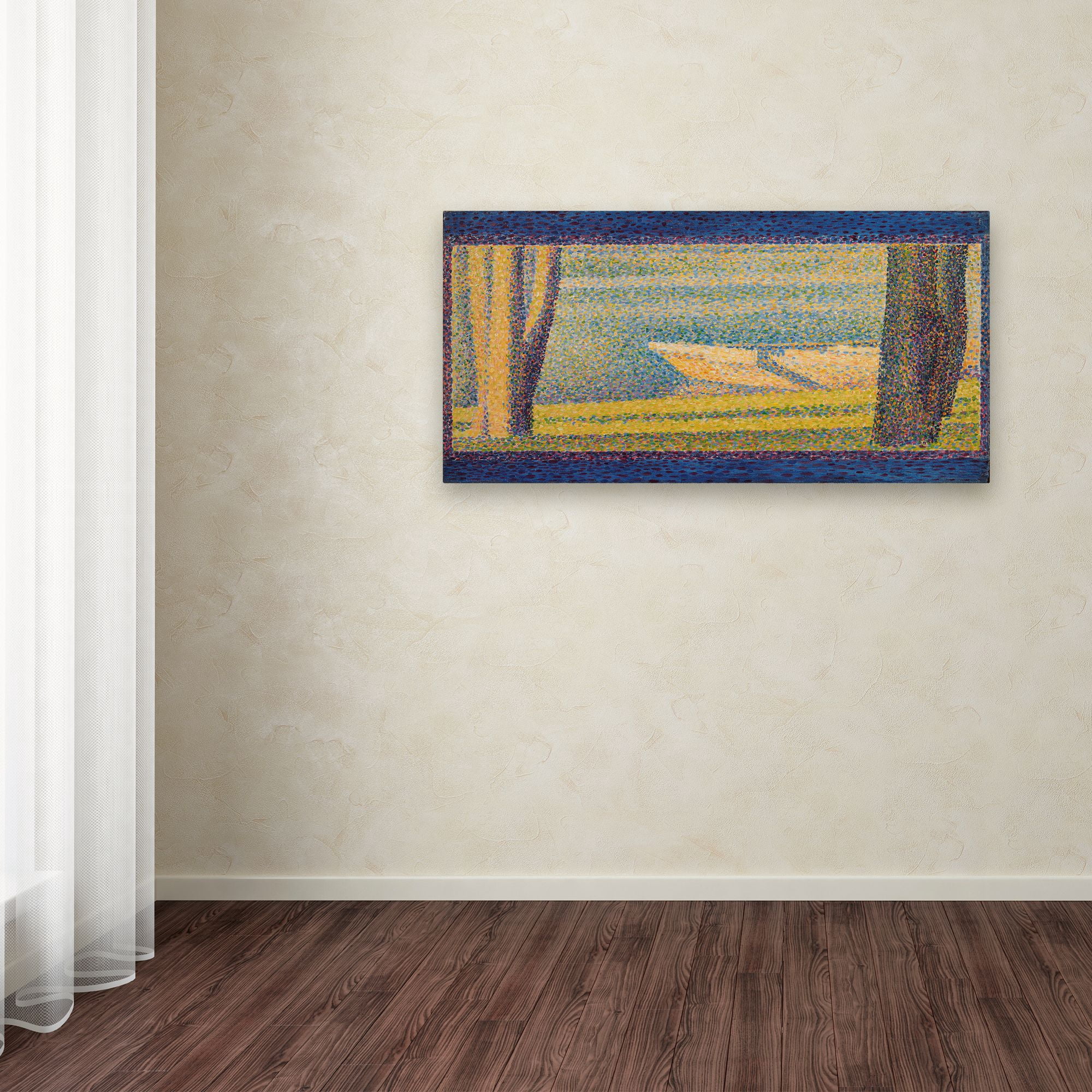 Georges Seurat 'Moored Boats And Trees' Canvas Art