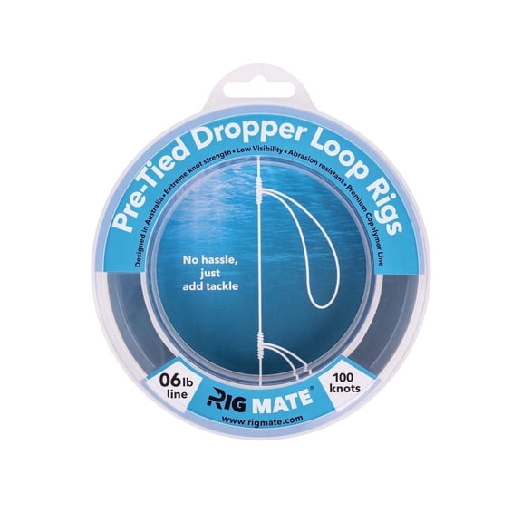 Rig Mate 6 lb Pre-Tied Dropper Loop Fishing Rigs – 100 Knots Bottom Leader Line for Surf, Boat & Saltwater Fishing
