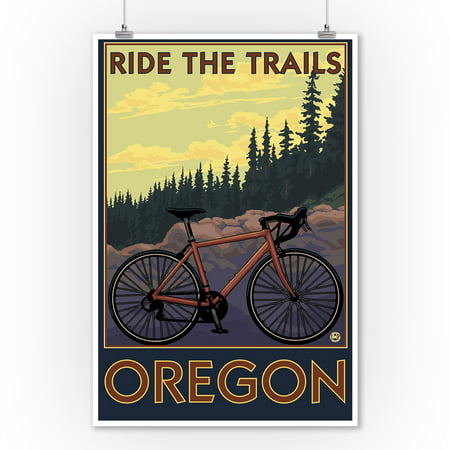Oregon - Mountain Bike (trail) - Lantern Press Artwork (9x12 Art Print, Wall Decor Travel