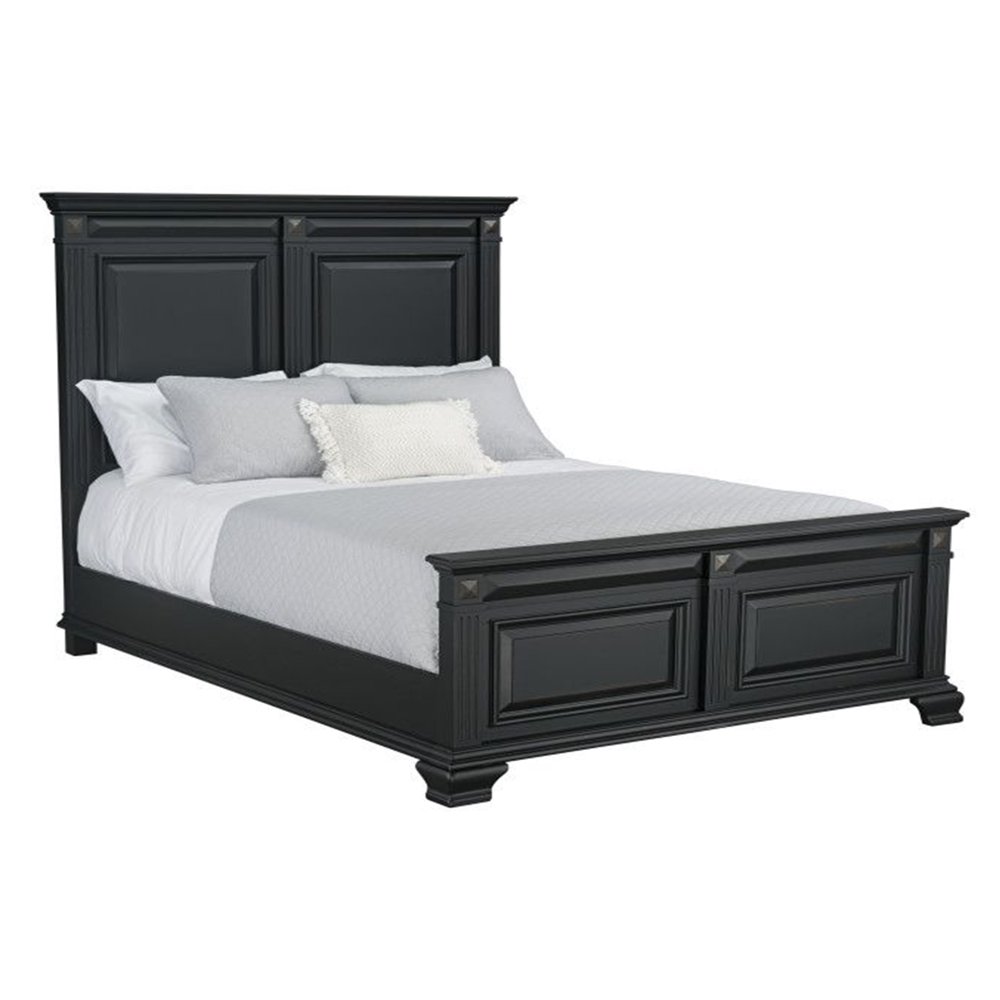 Renova Vintage Black Wood Panel Bed, Queen