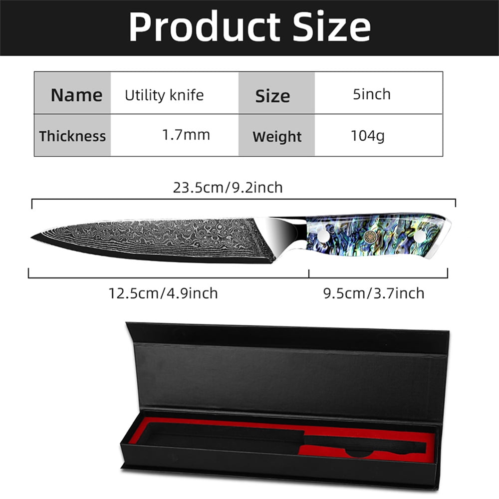 Kitchen Knife Damascus Steel Knife VG10 67 Layers Japanese Chef Knives Santoku Carving Cutting Tool Abalone Shell Handle with Sheath and Giftbox