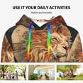 thumbnail image 4 of Fotbe Majestic Cosmic Lion Pattern Womens Long Sleeve Hoodie, Pullover Hooded Sweatshirt, Kangaroo Pocket Hoodie with Eye-catching Drawstrings-X-Large, 4 of 7
