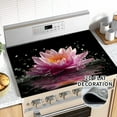 thumbnail image 2 of Lotus Stove Cover, Black Non Slip Kitchen Electric Stove Pad Washable 20x28inch, Heat Resist Gas Range Mat Induction Kitchen Decor Cooktop Protector Pad, 1Pc, 2 of 9