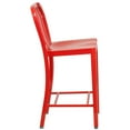 thumbnail image 3 of 24'' High Red Metal Indoor-Outdoor Counter Height Stool with Vertical Slat Back, 3 of 9