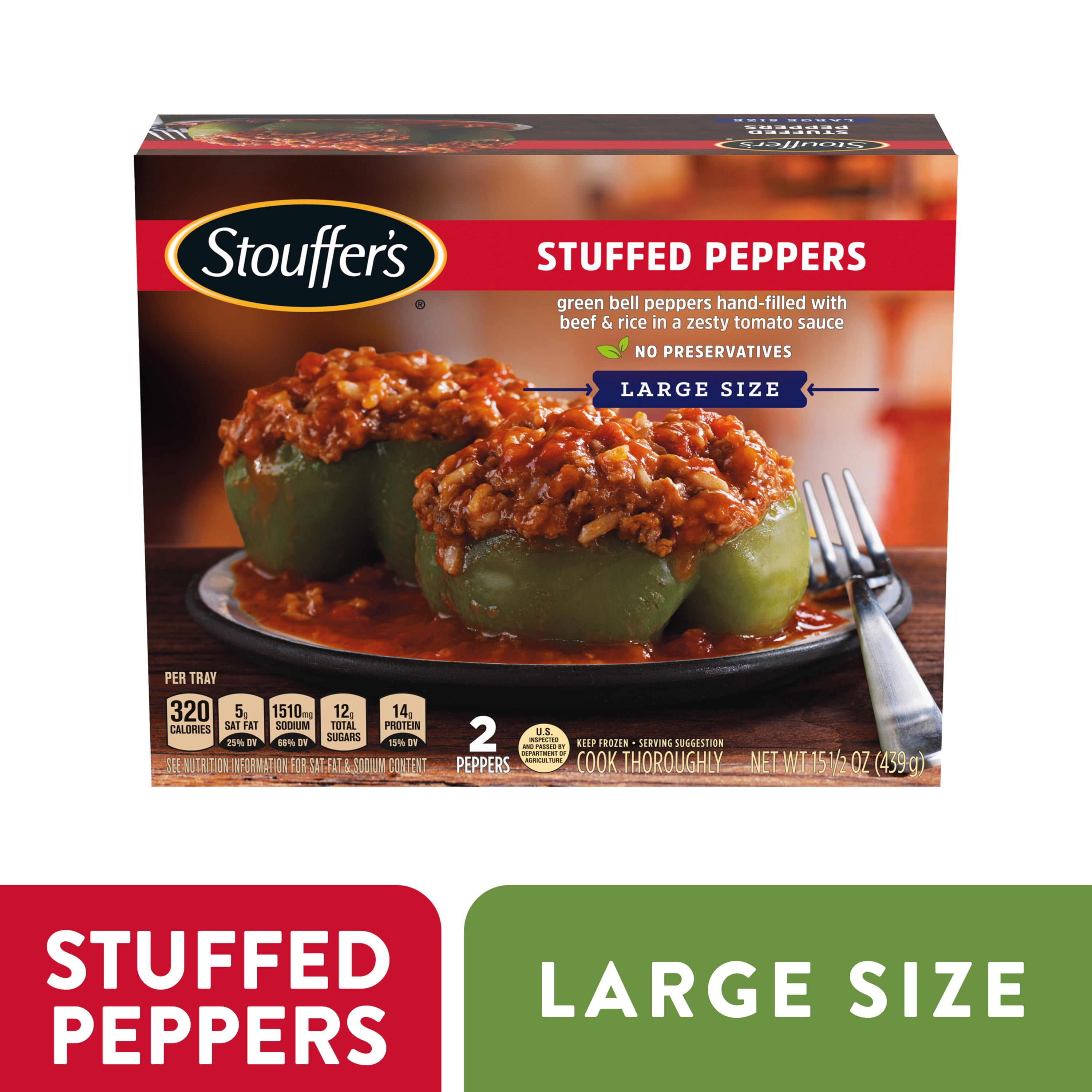 Stouffer's Stuffed Peppers Large Size Frozen Meal 15.5 oz. Walmart