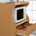Hodedah Wheeled Microwave Island Cart with Drawer and Storage