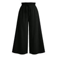 thumbnail image 6 of ibiyuan Women Textured Pleated Wide Leg Trousers, Elastic High Waist Flowy Loose Fit Pants Lightweight Casual Bottoms Resort Street Daily Outfit, 6 of 6