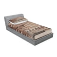 thumbnail image 2 of Ambesonne Rustic Fitted Sheet & Pillow Sham Set, Timber Door Log House, Twinxl, Brown, 2 of 2
