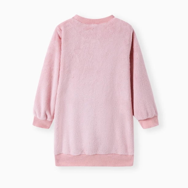 PatPat Girls Dresses Pink Fleece Pullover Graphic Letter Heart Sequins Sweatshirt  Dress Sizes 4-12 - Walmart Business Supplies