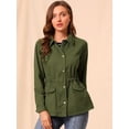 thumbnail image 3 of Chaqueta Utilitaria Ligera Con Bolsillos Con Solapa En La Cintura Con Cordón Para Mujer Verde oliva L, 3 of 6