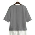 thumbnail image 5 of Womens Cotton Linen Tops 3/4 Sleeve V Neck Button Down Henley Shirts for Women Casual Loose Summer Vacation Beach Blouse, 5 of 8