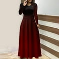 thumbnail image 2 of gakvbuo Plus Size Maxi Dress For Women Long Sleeve Fall Dress Es Casual Color Block Crew Neck Patchwork Long Dress Es, 2 of 6