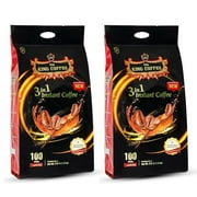 TNI King Coffee 3 in 1 Instant Vietnamese Coffee, 100 Single Serve Packets - Individual Pocket Size Sachet Sticks - Blended with Coffee, Cream Powder and Sugar - 2 Pack