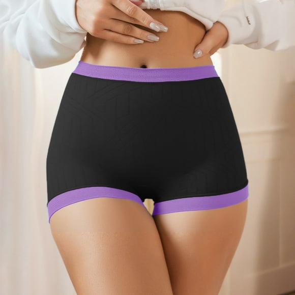 Womens Boxers Briefs Women's Boyshort Briefs Colour Block Underwear Sports Panties Womens Boy Shorts Underwear Cotton Purple XL