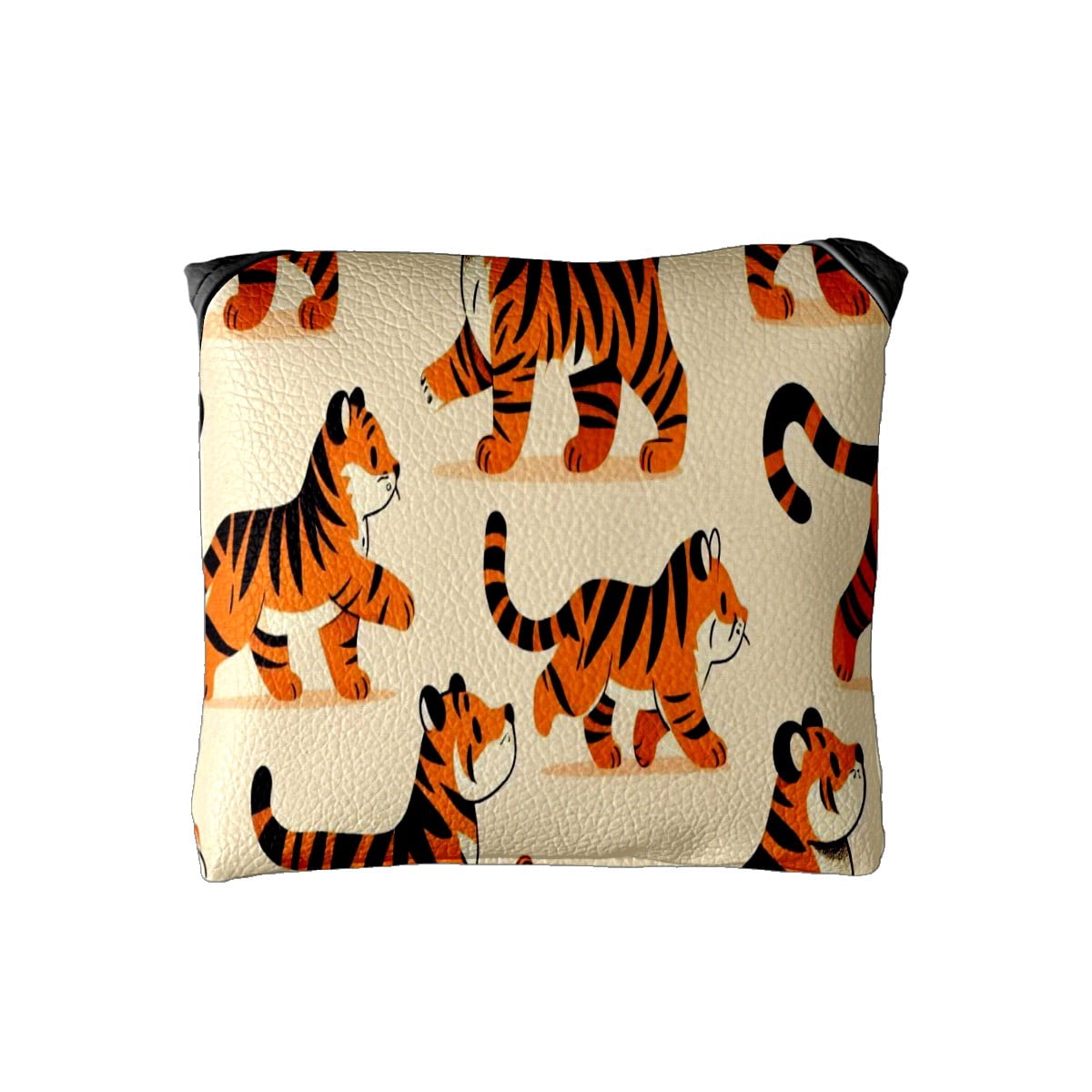 Putter Cover, Golf Club Headcovers LightBeige Tiger Premium PU Leather with Velvet Lining, Waterproof Putter Head Cover for Men Women (5.1"x5.5")
