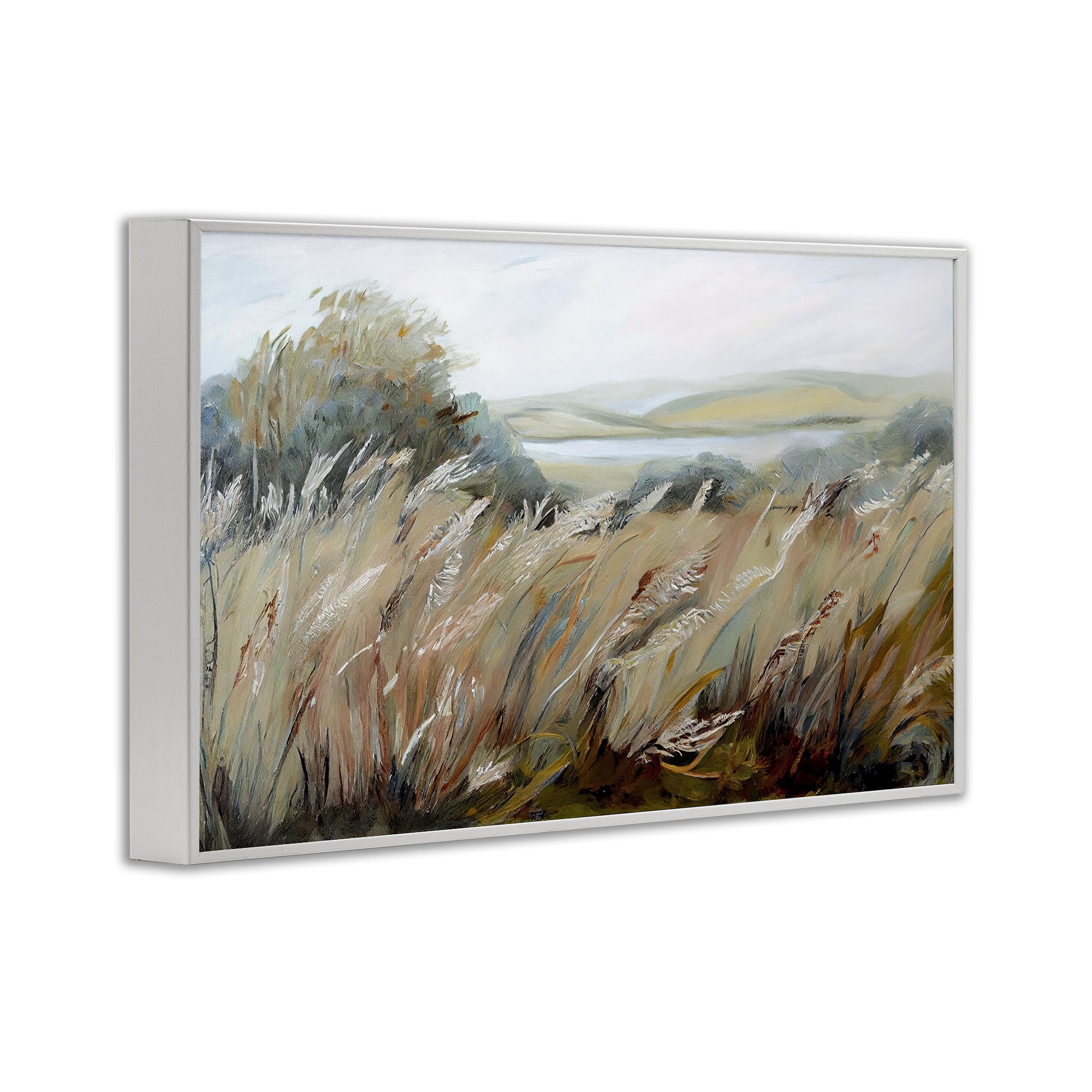 Windy Meadow Distortion White Framed Giclee Art, design by Sasha