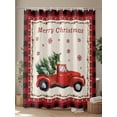 thumbnail image 4 of Christmas Trucks Standard Shower Curtain Set, Waterproof Shower Curtains for Bathroom, Xmas Tree Snowflake Red Black Check Rustic Washable Fabric Bath Curtain for Bathtub with Hooks 72x72 Inches, 4 of 6