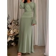 thumbnail image 2 of PAOLA RIBONI Chic Pea Green Long Sleeve Dress For Women, 1pc Design Perfect For Celebrations And Special Events, Blending Modesty With Timeless Elegance, 2 of 9