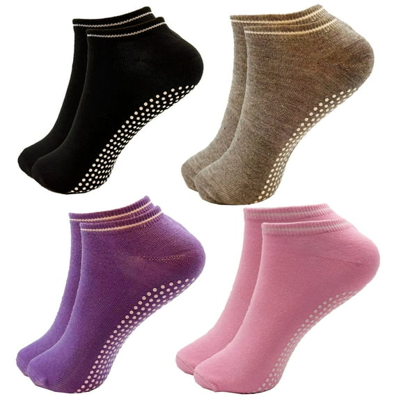 TELOLY 4Pcs Pilates Socks, Colorful Candy Design, Dot Grip Anti-Slip Comfortable Breathable Socks