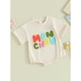 thumbnail image 3 of Bslissey Baby Boys Girls Summer Romper 3M 6M 12M 18M Short Sleeve Letter Embroidery One Piece Jumpsuit Newborn Infant Crew Neck Bodysuit Cute Clothes, 3 of 9