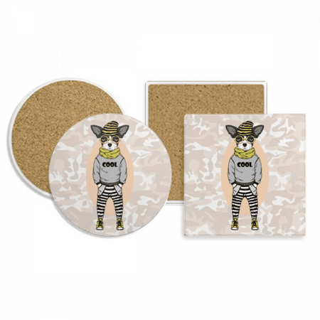 

Dog Clothes Watercolor Lovely Illustration Coaster Cup Mug Holder Absorbent Stone Cork Base Set