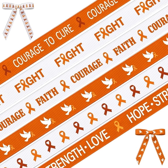 Hsomely Leukemia Awareness Grosgrain Ribbon, Orange Assorted Ribbon for Charity Fundraising, DIY Crafts Decoration