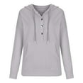 thumbnail image 6 of LYXSSBYX Womens Fall Tops Long Sleeves Hot Sale Clearance Womens Casual Hoodies Fall Solid Long Sleeve Sweatshirt Button Down Drawstring Pullover Top Blouse with Pocket, 6 of 8