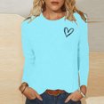 thumbnail image 2 of Besolor T-Shirts de la Saint-Valentin pour Femmes Imprimé Cœur Col Rond Manches Longues Tunique Décontractée Blouse Tee, 2 of 4