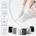 thumbnail image 4 of Mcool Mary Womens Crew Socks Ruffle Casual Cotton Frilly Breathable Cute Knit Lettuce Trim Dress Ankle Socks 6 Pairs, 4 of 9