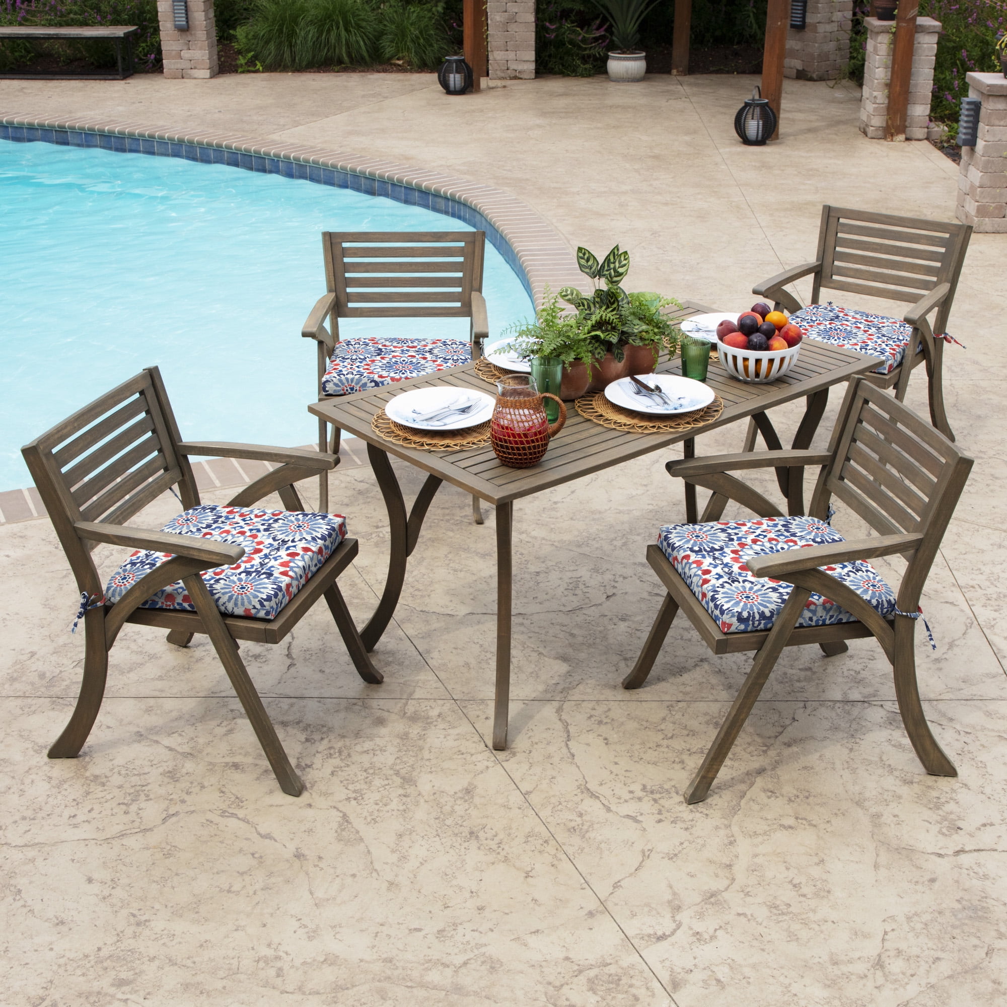ARDEN Outdoor Seat or Rocking Chair Cushion, 19 x 18, Water Repellent, Fade Resistant, Clark Blue