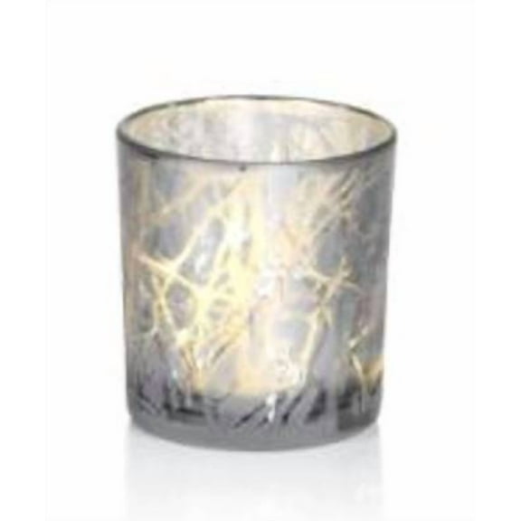 Small Silver Plated Frosted Branch LED Glass Hurricane by Zodax
