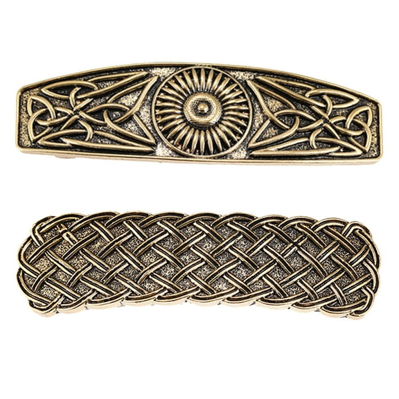 2x Womens French Barrette Golden Metal Large Hair Clip Headress