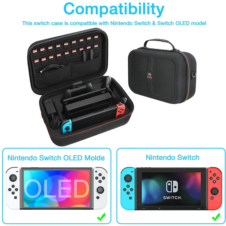 Basics Hard Shell Travel and Storage Case For Nintendo Switch & OLED  Switch, Black, 12 x 4.8 x 9 Inches : Clothing, Shoes & Jewelry 