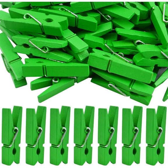 Jdesun 50pcs Natural Green Wood Clothespins Small Wooden Photo Paper Peg Pins Clothes Clips for Hanging Clothing Art Crafts Home School Christmas Party Decoration
