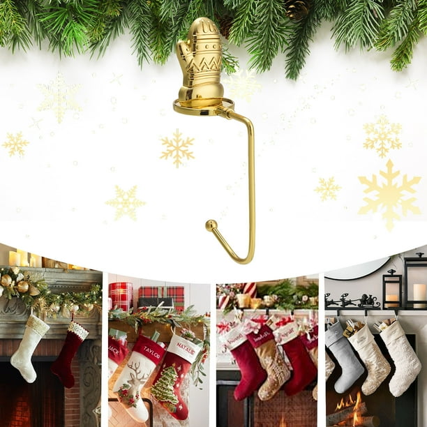 Xihbxyly Ganchos Navideños para Colgar Calcetines de Hierro Dorado, Gran Capacidad de Carga, Colgador Seguro para Coronas y Adornos, Decoración Navideña Multiusos, Tamaño 16 X 3 X 2,5 Cm, Juego de 1