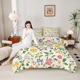 thumbnail image 4 of Homewish Chic Flowers Boy Girl 3 Pieces Queen Comforter Set,Retro Vintage Ultra Soft Bedding Sets,Spring Garden Bedding Comforter Set Breathable,Lightweight Room Decor,Reversible, 4 of 8