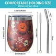 thumbnail image 5 of 12oz Stemless Wine Tumblers Happy Halloween Pattern Vacuum Insulated Stainless Steel Travel Tumbler Cups Mug with Lid and Straw for Champaign,Cocktail,Beer with Cleaning Brush, 5 of 5