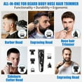 thumbnail image 5 of Recortadora de cabello para hombres, recortadora de barba eléctrica profesional 5 en 1, afeitadora inalámbrica para hombres con pantalla LED, recortadora de cuerpo recargable e impermeable IPX6 para cara/cabello/cuerpo/nariz ER, 5 of 5