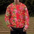 thumbnail image 2 of Wyzesi Sweatshirts Col Rond Hommes Printemps et Automne Grande Fleur Tout Imprimé Manches Longues Col Rond Sans Capuche Tendance Mode, 2 of 4