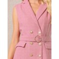 thumbnail image 4 of DARING DIVA Tweed Collared Belted Button Down Blazer Dress S Pink, 4 of 7