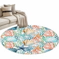 thumbnail image 2 of Shell Starfish Round Living Room Rugs 4 ft, Summer Green Orange Seaweed Nautical Washable Area Rug with Non-Slip Sturdy Edge Binding Round Carpet for Entryway Kitchen Bedroom Bathroom, 2 of 9