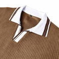 thumbnail image 7 of Generic Men's Ribbed Long Sleeve Polo Shirts V-Neck Textured Solid Color Pullover Casual Corduroy Texture Sweatshirt, 7 of 7