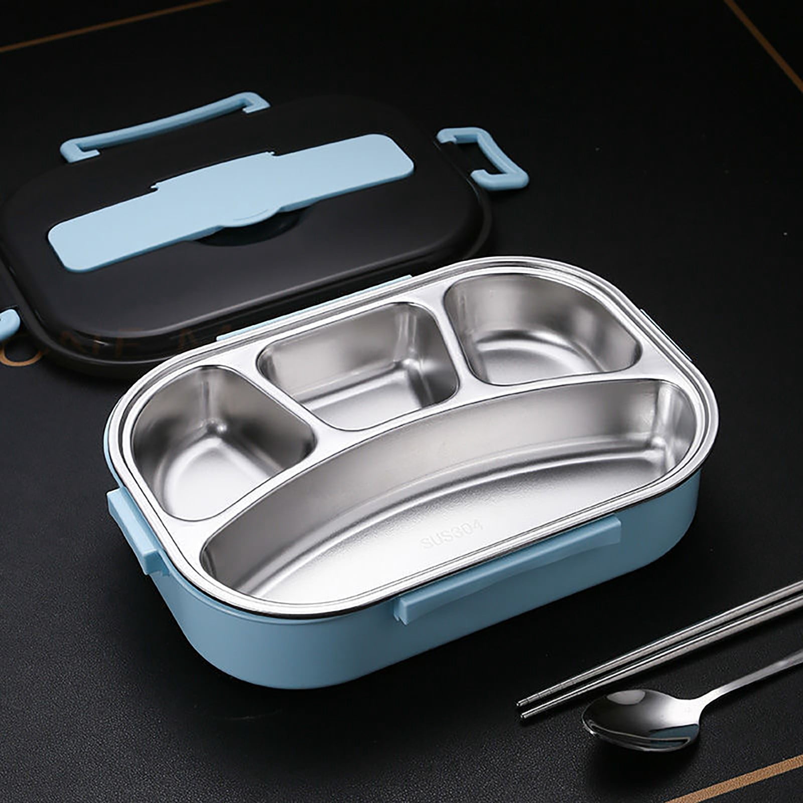 Gnwei Bento Box Adult Lunch Box, Portable Insulated Lunch Containers Set, 2-Tier Stackable Stainless Steel Bento Boxes with 4 Compartments, Leakproof Food Container