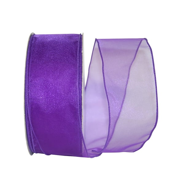 JAM Paper Sheer Wired Ribbon, 2 1/2 Inches x 50 Yards, Grape, 1/Pack